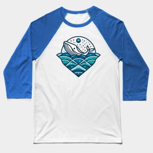 geometric ocean whale Baseball T-Shirt